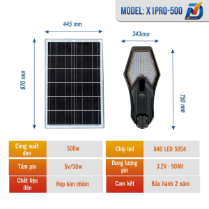 ĐÈN ĐƯỜNG NGOÀI TRỜI CAO CẤP X1PRO 500W