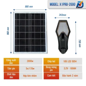 ĐÈN ĐƯỜNG NGOÀI TRỜI CAO CẤP X1PRO 2000W