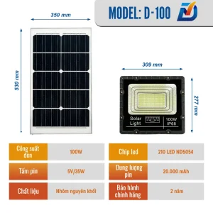 Đèn năng lượng mặt trời D-100w
