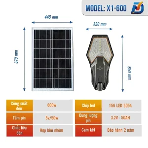 Đèn năng lượng mặt trời X1 600W