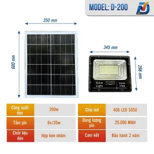 Đèn năng lượng mặt trời D-200W